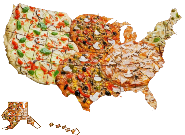 Pizza map of the USA